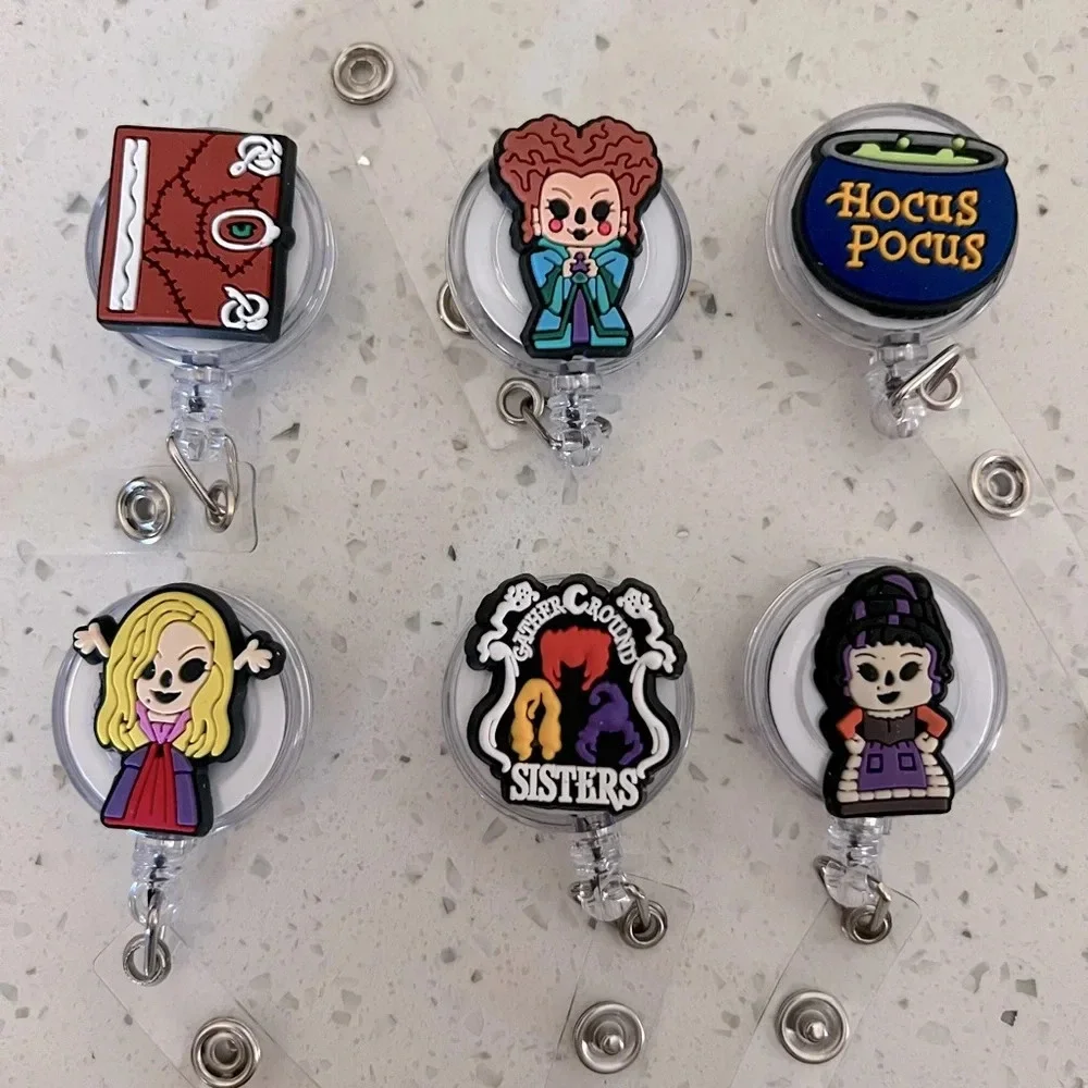 6 HOCUS POCUS BADGE HOLDER RETRACTER SET FROM MOVIE MERCH ACCESSORIES HALLOWEEN